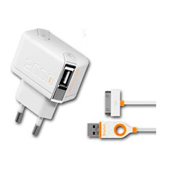 Сетевой адаптер Unplug Dual USB + USB кабель для Apple 30-pin, 220B (TC2000IPH) - фото 12290