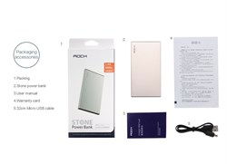 Внешний аккумулятор Rock Stone Емкость 10000 mAh. Сила тока 3,1А 2USB - фото 12807