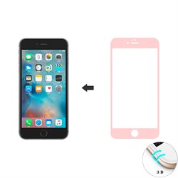 Защитное стекло Ainy Tempered Glass 3D для iPhone 6/6s на весь экран с закруглением (Цвет: Розовый, толщина 0.33 мм) - фото 14891