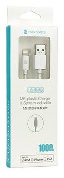 Кабель Rock Usb-Lightning MFI Plastic Charge &amp; Sync Round Cable RCB0444 (Цвет: Белый) - фото 15142