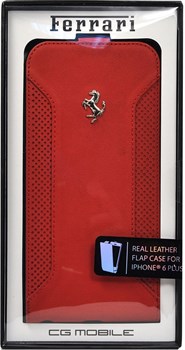 Чехол-флип Ferrari для iPhone 6/6s plus F12 Flip Red (Цвет: Красный) - фото 16449
