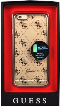 Чехол Guess для iPhone 6S 4G TRANSPARENT Hard TPU Gold (Цвет: Золотой) - фото 17020