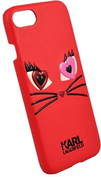 Чехол-накладка Lagerfeld iPhone 7/8 Choupette in love 2 Hard PU, цвет «красный» (KLHCP7CL2RE) - фото 18020