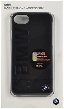 Чехол-накладка BMW для iPhone 7/8 Signature Logo imprint Hard кожа, цвет "черный"  (BMHCP7LLSB) - фото 18549