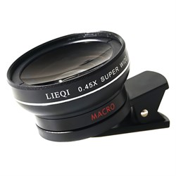 Объектив-линза Lieqi набор 2 в 1 Широкоугольный и макро, цвет "чёрный" (LQ-027) - фото 19895
