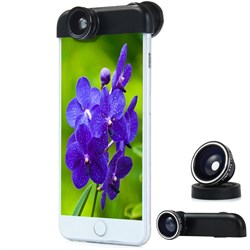 Объектив-линза Lieqi набор 3 в 1: Fisheye, Макро объектив,широкоугольная линза для iPhone 6 Цвет: Чёрный (LQ-018) - фото 20090