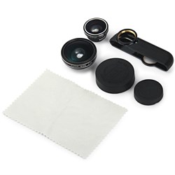 Объектив-линза Lieqi набор 3 в 1: Fisheye, Макро объектив,широкоугольная линза для iPhone 6 Цвет: Чёрный (LQ-018) - фото 20091