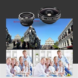 Объектив-линза Lieqi набор 3 в 1:Fisheye, Макро объектив,широкоугольная линза Цвет: Чёрный (LQ-603) - фото 20323