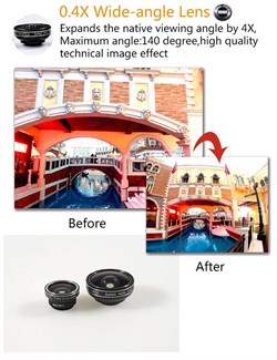 Объектив-линза Lieqi набор 3 в 1:  Fisheye, Макро ( macro ) объектив,широкоугольная линза для iPhone 6 Цвет: Чёрный (LQ-019) - фото 20331