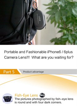 Объектив-линза Lieqi набор 3 в 1: Fisheye, Макро объектив,широкоугольная линза для iPhone 6 Цвет: Чёрный (LQ-018) - фото 20349