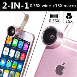 Объектив-линза Lieqi набор 2 в 1 Цвет: Макро и широкоугольная Цвет: Чёрный (F-515) - фото 20480