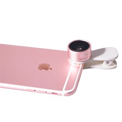 Объектив-линза Lieqi набор 3 в 1: Fisheye, Макро объектив, широкоугольная Цвет: Розовое золото (F-516) - фото 20544