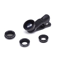 Объектив-линза Lieqi набор 4 в 1: Поляризационная линза, Макро линза, Fisheye, Широкоформатная линза. Цвет: Чёрный (LQ-008) - фото 20612