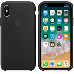 Оригинальный силиконовый чехол-накладка Apple для iPhone X, цвет черный  (MQT12ZM/A) - фото 22896