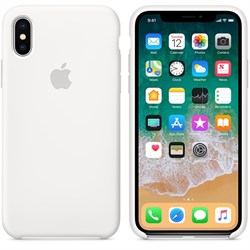 Оригинальный силиконовый чехол-накладка Apple для iPhone X, цвет белый  (MQT22ZM/A) - фото 22902