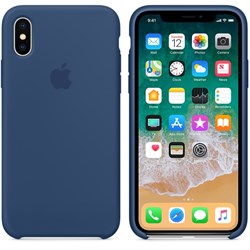 Оригинальный силиконовый чехол-накладка Apple для iPhone X, цвет "Тёмный кобальт"  (MQT42ZM/A) - фото 22908