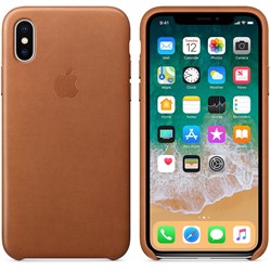 Оригинальный кожаный чехол-накладка Apple для iPhone X, цвет золотисто-коричневый  (MQTA2ZM/A) - фото 22938