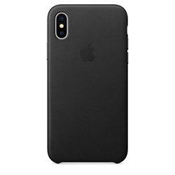 Оригинальный кожаный чехол-накладка Apple для iPhone X, цвет черный  (MQTD2ZM/A) - фото 22949
