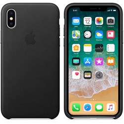 Оригинальный кожаный чехол-накладка Apple для iPhone X, цвет черный  (MQTD2ZM/A) - фото 22950