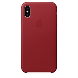 Оригинальный кожаный чехол-накладка Apple для iPhone X, цвет красный  (MQTE2ZM/A) - фото 22955