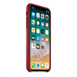 Оригинальный кожаный чехол-накладка Apple для iPhone X, цвет красный  (MQTE2ZM/A) - фото 22957