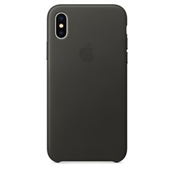 Оригинальный кожаный чехол-накладка Apple для iPhone X, цвет угольно-серый  (MQTF2ZM/A) - фото 22961