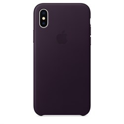 Оригинальный кожаный чехол-накладка Apple для iPhone X, цвет баклажановый  (MQTG2ZM/A) - фото 22967
