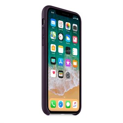 Оригинальный кожаный чехол-накладка Apple для iPhone X, цвет баклажановый  (MQTG2ZM/A) - фото 22969