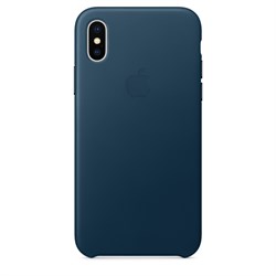 Оригинальный кожаный чехол-накладка Apple для iPhone X, цвет «Космический синий»  (MQTH2ZM/A) - фото 22973