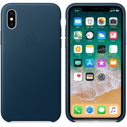 Оригинальный кожаный чехол-накладка Apple для iPhone X, цвет «Космический синий»  (MQTH2ZM/A) - фото 22974
