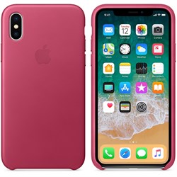 Оригинальный кожаный чехол-накладка Apple для iPhone X, цвет «Розовая фуксия»  (MQTJ2ZM/A) - фото 22980