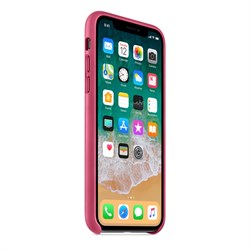 Оригинальный кожаный чехол-накладка Apple для iPhone X, цвет «Розовая фуксия»  (MQTJ2ZM/A) - фото 22981