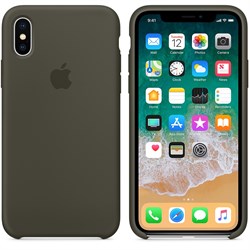 Оригинальный силиконовый чехол-накладка Apple для iPhone X, цвет тёмно-оливковый  (MR522ZM/A) - фото 22987