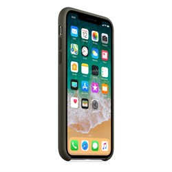 Оригинальный силиконовый чехол-накладка Apple для iPhone X, цвет тёмно-оливковый  (MR522ZM/A) - фото 22988