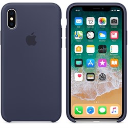 Оригинальный силиконовый чехол-накладка Apple для iPhone X, цвет тёмно-синий  (MQT32ZM/A) - фото 22993