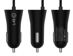 Автомобильное зарядное устройство LAB.C 591 3.4А со встроенным кабелем Lightning, длина 120см, цвет "серый" (LABC-591-GR) - фото 23068