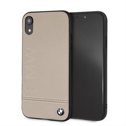 Чехол-Накладка BMW iPhone XR Signature Logo imprint Hard Leather, "Taupe" (BMHCI61LLST) - фото 24815