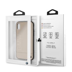 Чехол-Накладка BMW iPhone XR Signature Logo imprint Hard Leather, "Taupe" (BMHCI61LLST) - фото 24818