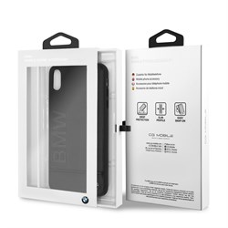 Чехол-Накладка BMW iPhone XS Max Signature Logo imprint Hard Leather "Black" (BMHCI65LLSB) - фото 24831