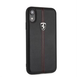 Чехол-Накладка Ferrari iPhone XR Heritage W Hard Leather, "Black" (FEHDEHCI61BK) - фото 24849