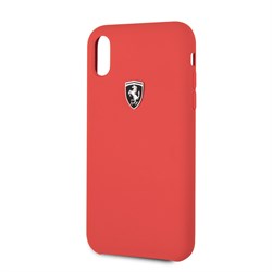 Чехол-Накладка Ferrari для iPhone XR Silicone rubber Silver logo Hard, "Red" (FEOSIHCI61RE) - фото 24887