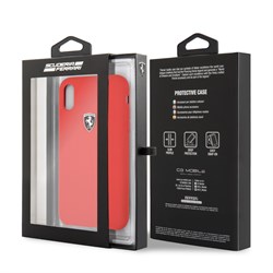Чехол-Накладка Ferrari для iPhone XR Silicone rubber Silver logo Hard, "Red" (FEOSIHCI61RE) - фото 24889