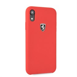 Чехол-Накладка Ferrari для iPhone XR Silicone rubber Silver logo Hard, "Red" (FEOSIHCI61RE) - фото 24890