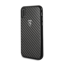 Чехол-Накладка Ferrari iPhone X/XS Heritage Real carbon Hard "Black" (FEHCAHCPXBK) - фото 24928
