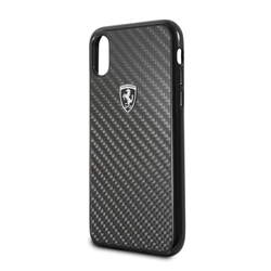 Чехол-Накладка Ferrari iPhone X/XS Heritage Real carbon Hard "Black" (FEHCAHCPXBK) - фото 24929