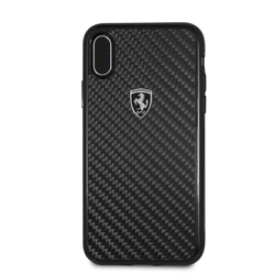Чехол-Накладка Ferrari iPhone X/XS Heritage Real carbon Hard "Black" (FEHCAHCPXBK) - фото 24933