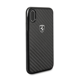 Чехол-Накладка Ferrari iPhone X/XS Heritage Real carbon Hard "Black" (FEHCAHCPXBK) - фото 24934