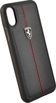 Чехол-Накладка Ferrari iPhone X/XS Heritage W Hard Leather, "Black" (FEHDEHCPXBK) - фото 24959