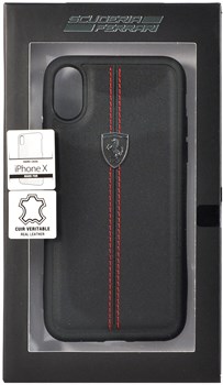 Чехол-Накладка Ferrari iPhone X/XS Heritage W Hard Leather, "Black" (FEHDEHCPXBK) - фото 24960