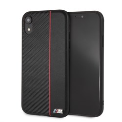 Чехол-Накладка BMW iPhone XR M-Collection Carbon inspiration Hard PU, "Red" (BMHCI61CAPRBK) - фото 24986